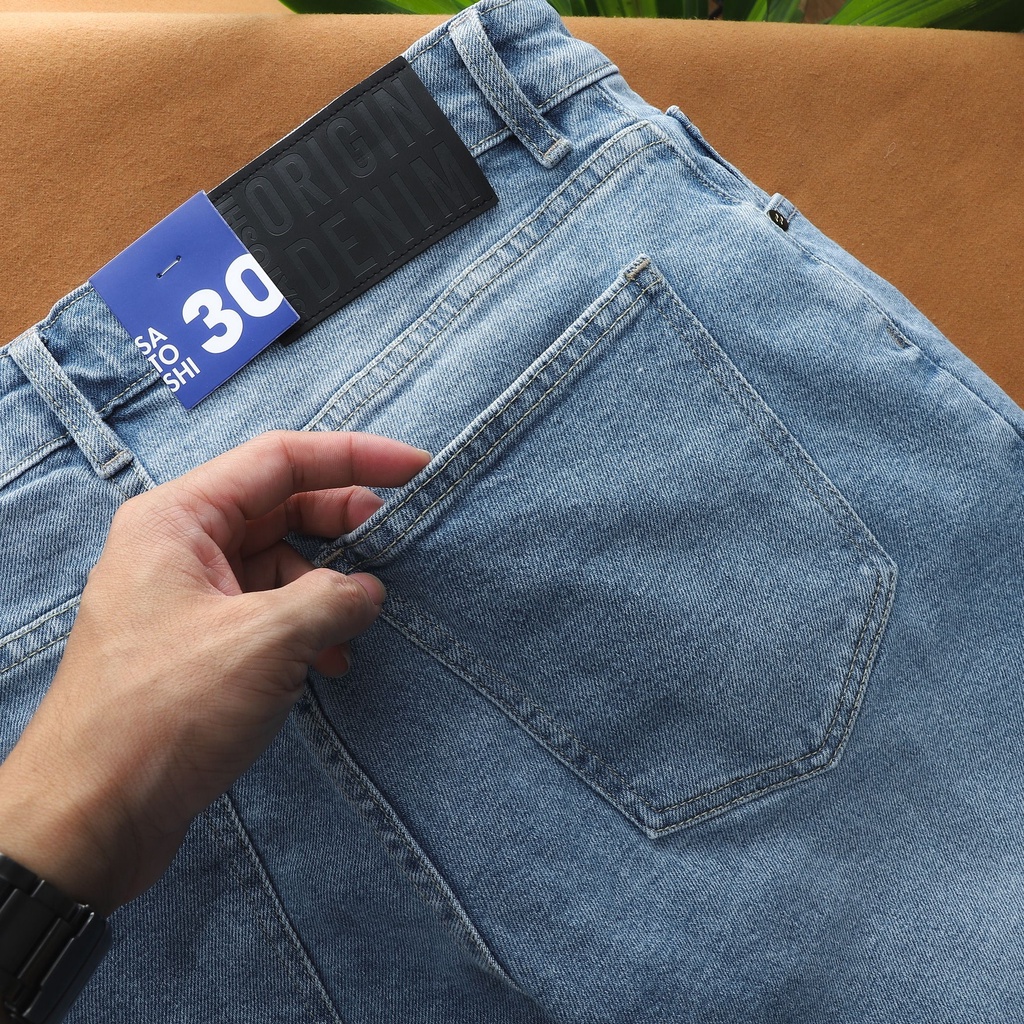 | Satoshi | Quần Short Jean nam form chuẩn slimfit gấu quần tua, không lai, gấp lai