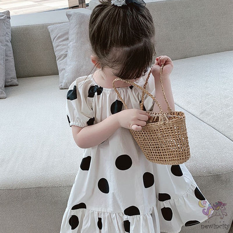 Đầm họa tiết chấm bi ngọt ngào phong cách hàn quốc dành cho bé gái
