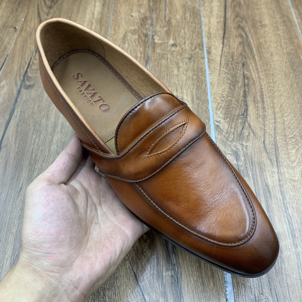 Giầy lười da bò nam phong cách lịch lãm 2021  + Tặng đón gót sừng cao cấp