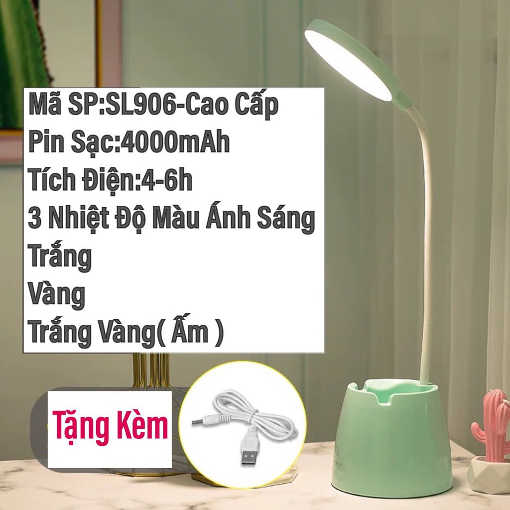 Đèn Học Đèn Bàn Chống Cận Tích Điện Pin Sạc 4000mAh Nút Cảm Ứng 3 Màu Ánh Sáng Bảo Vệ Mắt-THMODERN