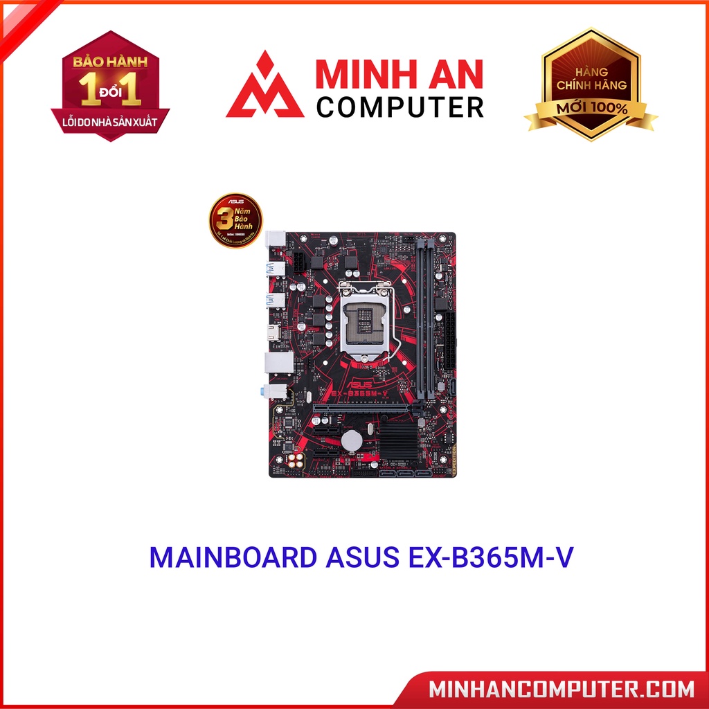 Mainboard ASUS EX-B365M-V (Intel B365 | LGA 1151v2 | M-ATX | 2 khe Ram DDR4) -hàng new full box, bảo hành 36 tháng