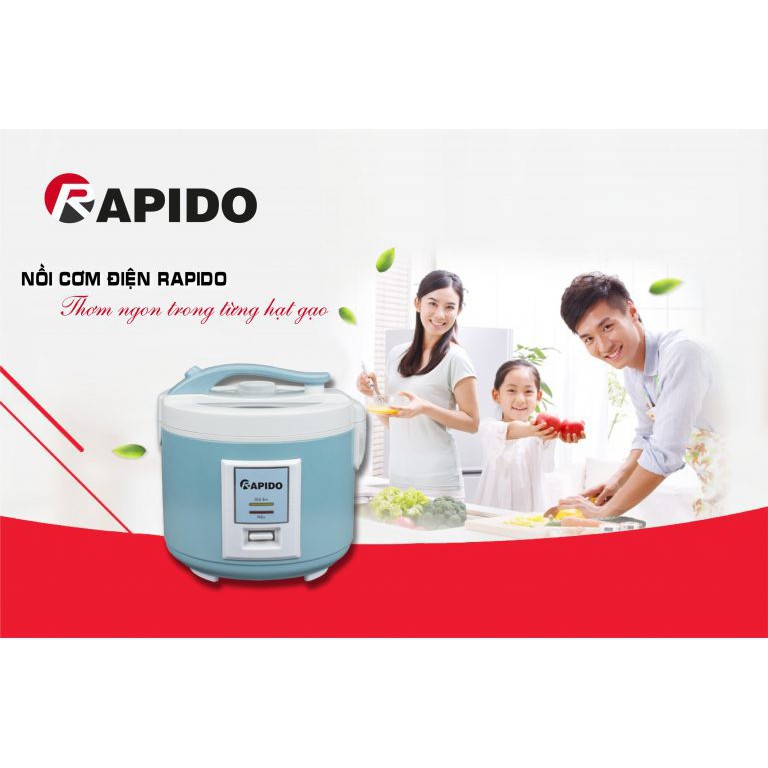 HÀNG CHÍNH HÃNG - Nồi cơm điện Rapido RC-1.5M, 1.5 lít, 500W  mẫu mã sang trọng, bền bỉ, dễ dàng sử dụng, nấu cơm ngon