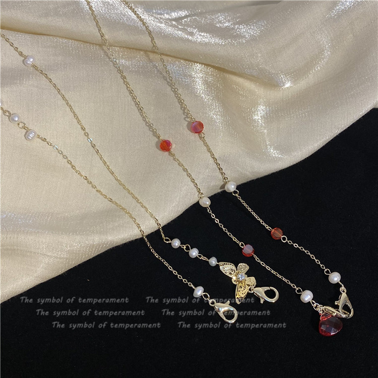 Dây đeo mắt kính/khẩu trang chống thất lạc đính ngọc trai nhân tạo phong cách Hàn Quốc hàng mới 2021