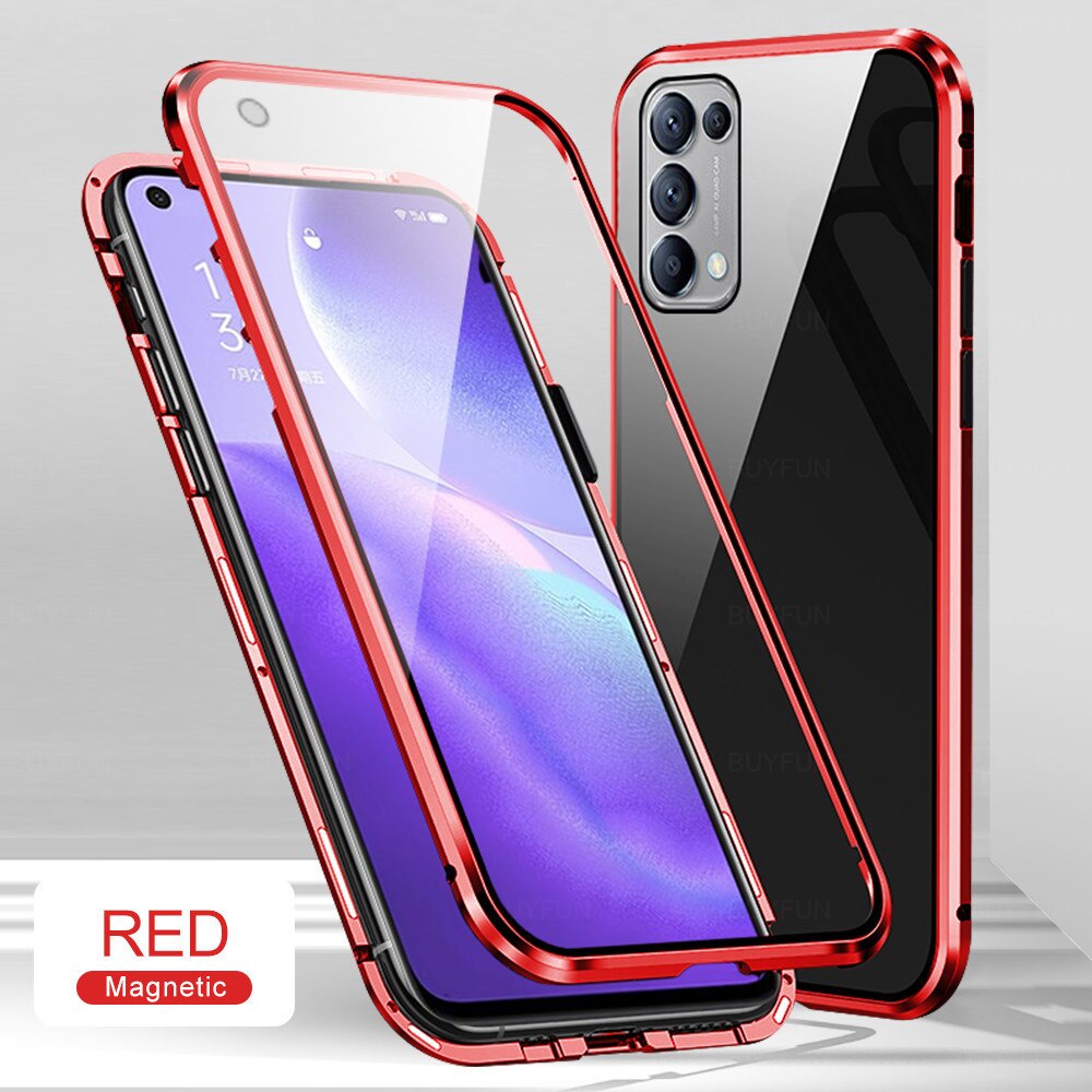 Ốp Điện Thoại Kính Cường Lực Hai Mặt Nắp Lật Nam Châm Bảo Vệ 360 Độ Cho Oppo Reno5 Reno 5 5g K 4g