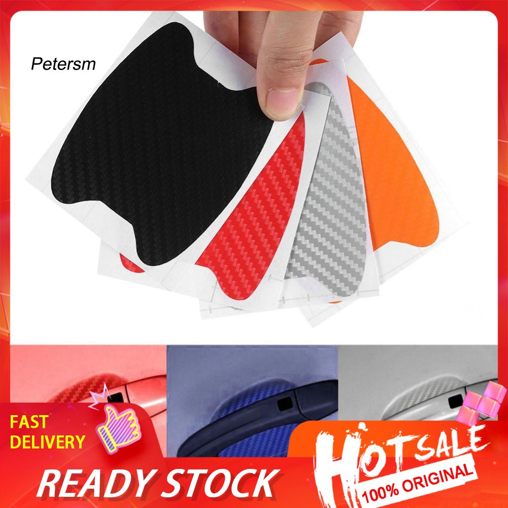 Set 4 Miếng Dán Sợi Carbon Bảo Vệ Tay Nắm Cửa Xe Hơi