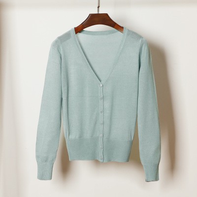 💕Áo Khoác cardigan Dài Tay Cổ Chữ v Màu Đen / Tím Thời Trang Mùa Hè Dành Cho Nữ