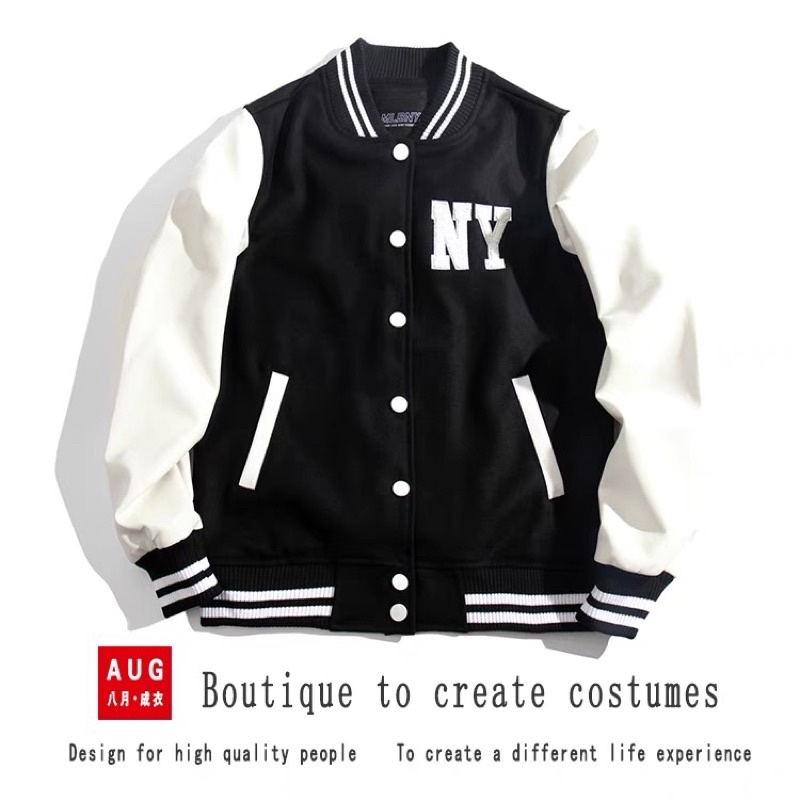 Áo Khoác MLBNY Jacket NY Tay Da PU - Chính Hãng