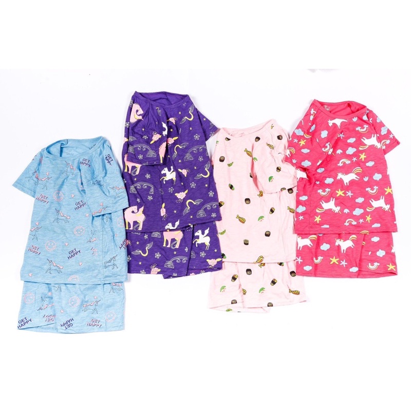 Bộ bé gái hình in Elsa Díney chất cotton xước xuất dư mát mẻ size 2-6t