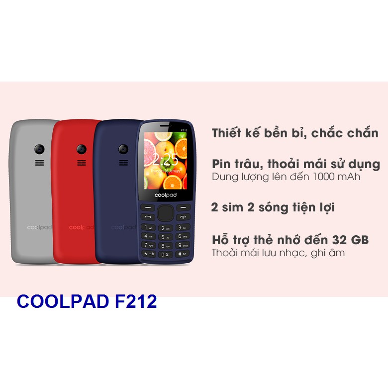 Điện Thoại Pin Bền Gía Rẻ COOLPAD F212 2 Sim Màn Hình Lớn Chính Hãng Bảo Hành 12 Tháng