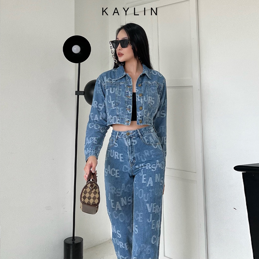 Quần jeans nữ họa tiết chữ nổi KAYLIN - N1788