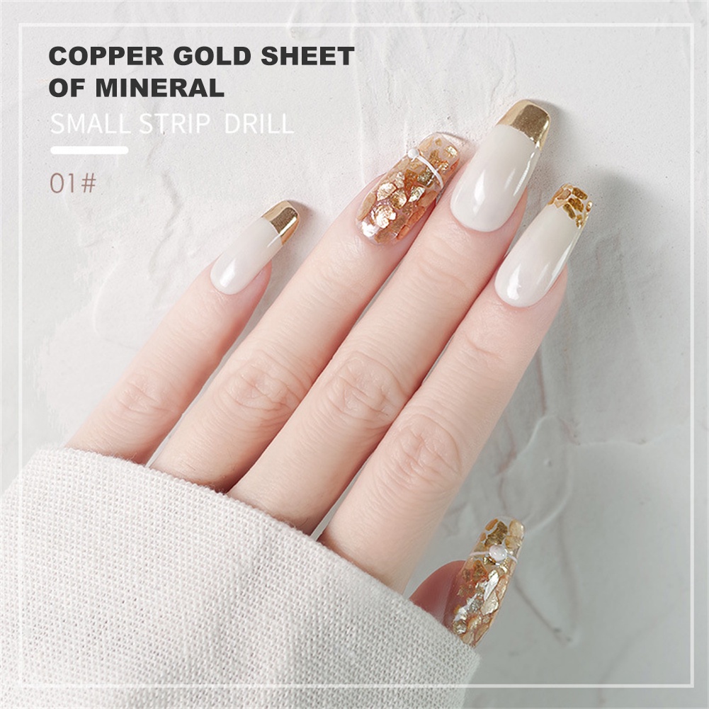 Miếng Dán Trang Trí Móng Tay Nghệ Thuật Bằng Kim Loại Mạ Vàng Đồng Mỏng Độ Bóng Cao