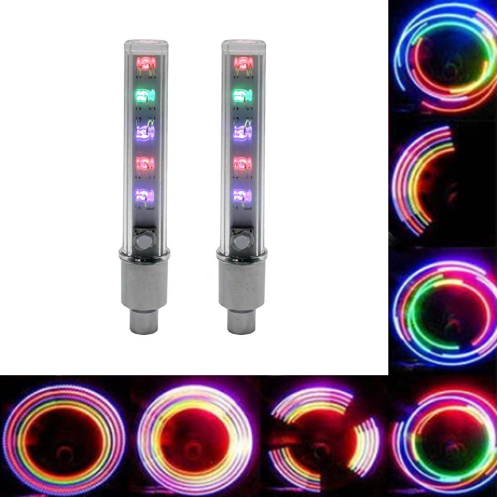 Set 2 Nắp Van Hơi Có Đèn Led Phát Sáng Cho Xe Hơi Xe Máy / Xe Đạp
