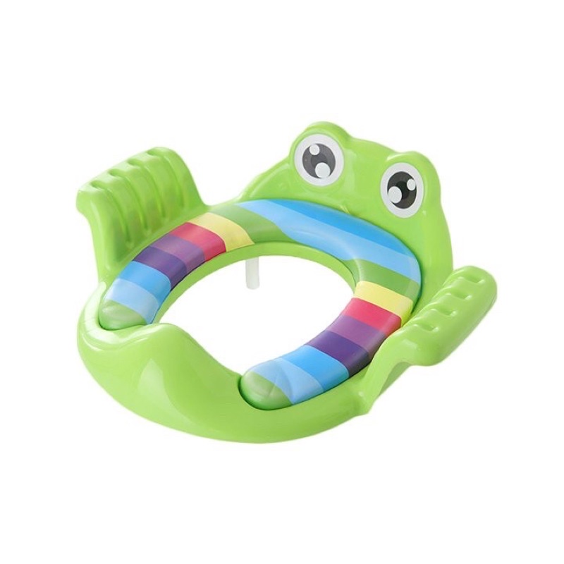 Nắp bồn cầu - bệ ngồi toilet cho bé hình ếch có chống trơn trượt tay vịn