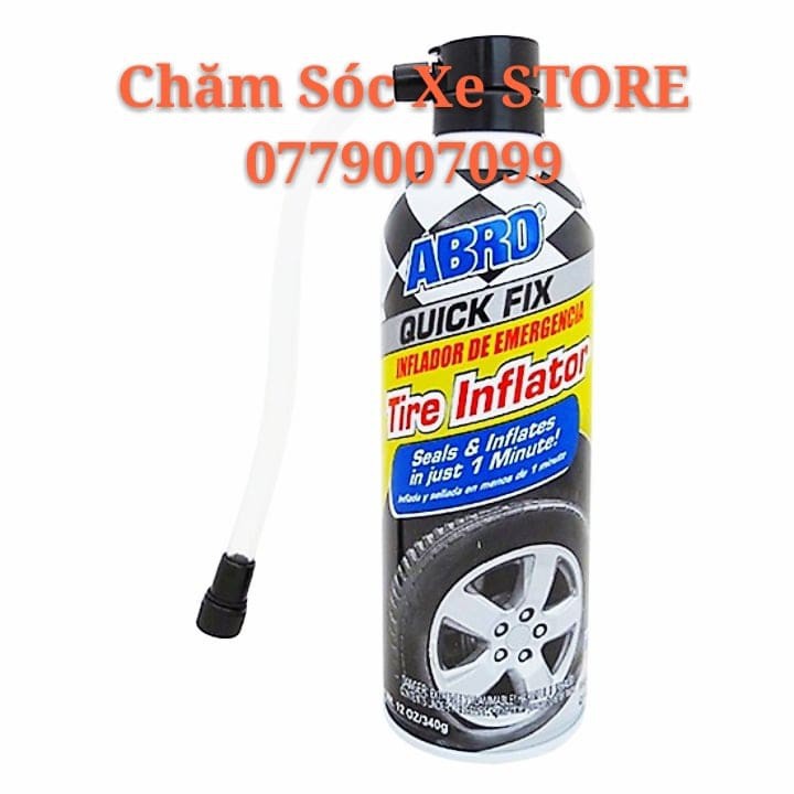 Chai Keo Bơm Tự Vá Vỏ Xe Ô Tô - Máy Abro Quick Fix 340g -Keo Máy- lốp hơi