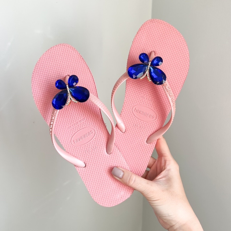 Dép tông xốp gắn đá bướm siêu nhẹ, dép xỏ ngón cao cấp nhiều màu.