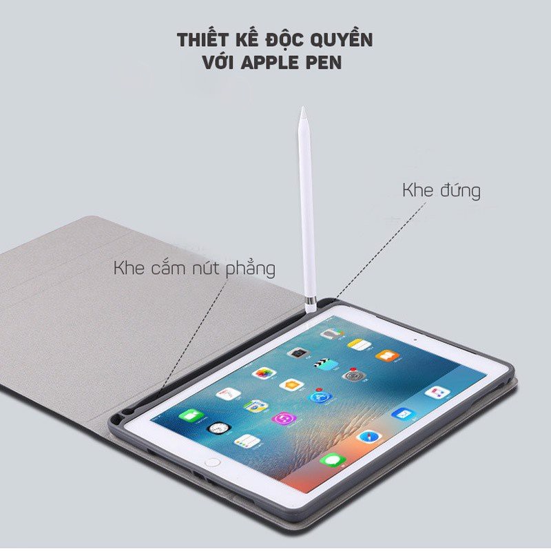 Bàn phím Bluetooth kèm bao da và khay đựng bút Pencil cho iPad Air 1/ Air 2/ Pro 9.7/ Gen 5/ Gen 6 Promax RK508