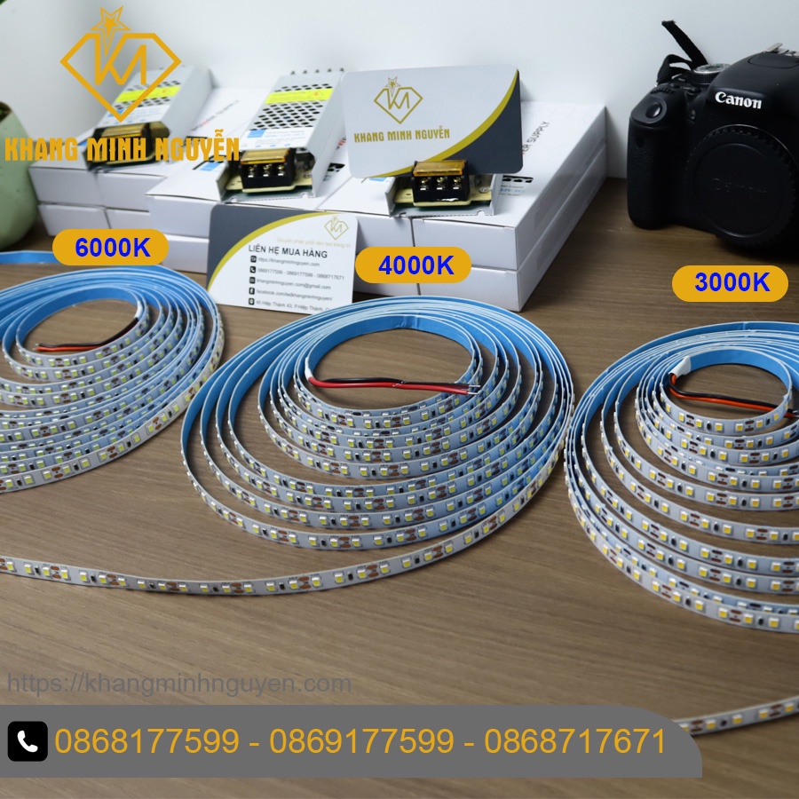 【Có sẵn】120 Led/mét Đèn LED dây 2835 12V cuộn 5m - có keo 2 mặt Ánh sáng vàng ấm (nhiệt độ màu 3000k)