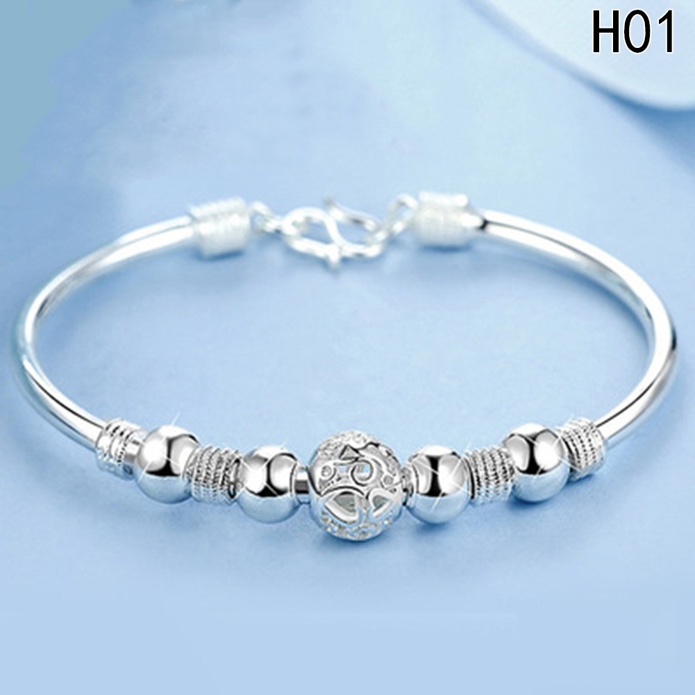 Vòng tay mạ bạc 925 dạng hở đính hạt sang trọng