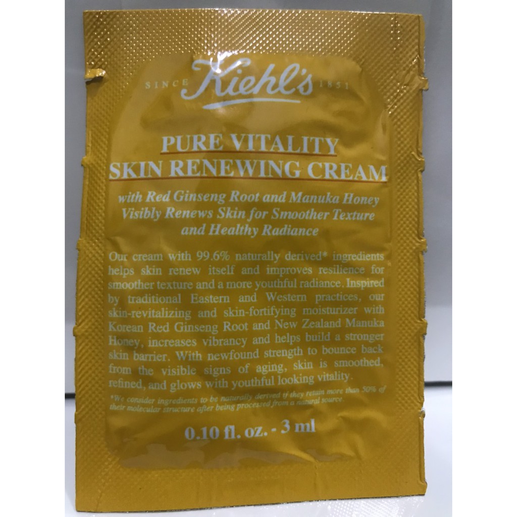 (3ml) Kem dưỡng hồng sâm mật ong Kiehl's Pure Vitality Skin Renewing Cream