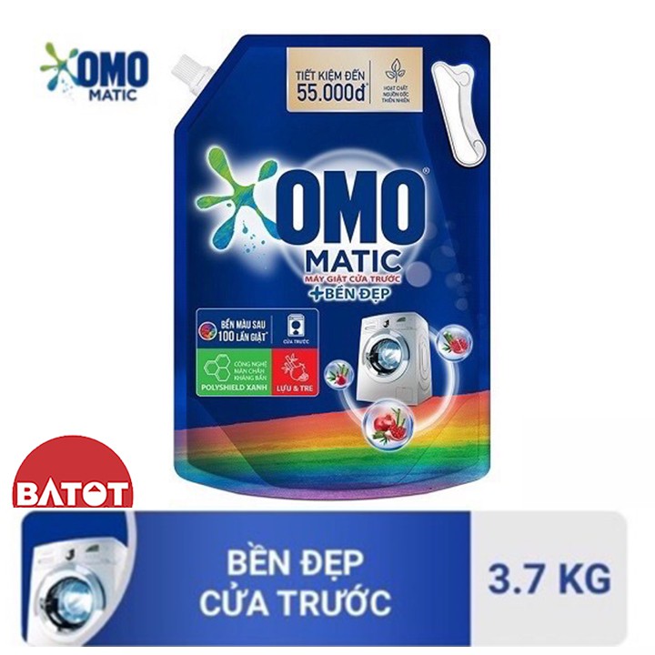 [TRỢ GIÁ] Nước Giặt Omo Matic Xanh Dụng Cho Máy Giặt Cửa Trước Túi 3,7kg