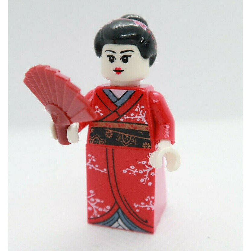 Nhân vật LEGO Minifigures Series 4 Kimono girl - Cô gái mặc trang phục Kimono cầm quạt