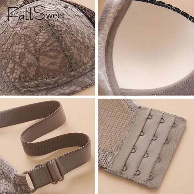 Áo ngực FallSweet vải ren mỏng không gọng size lớn 36-44 B C nâng ngực cho nữ