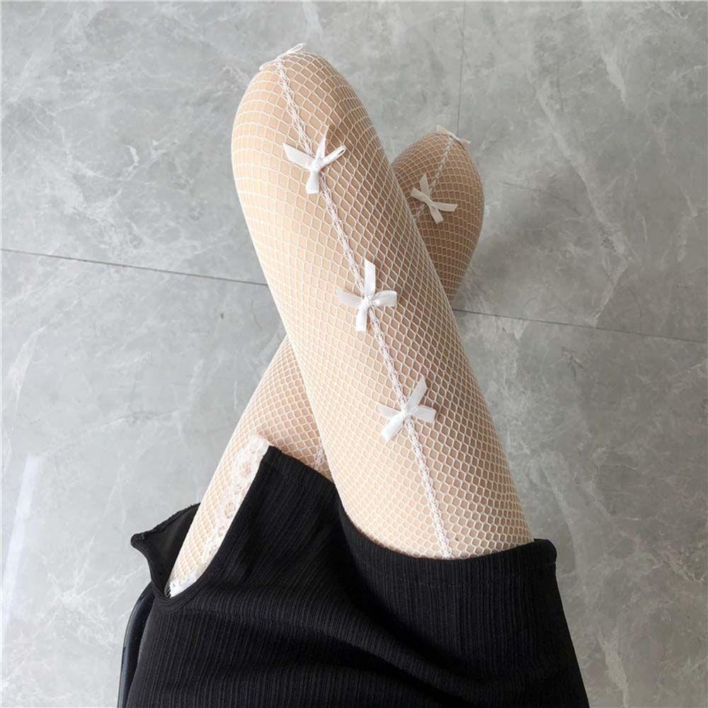 Quần Tất Lưới Nylon Đính Nơ Trắng Thời Trang Cho Nữ