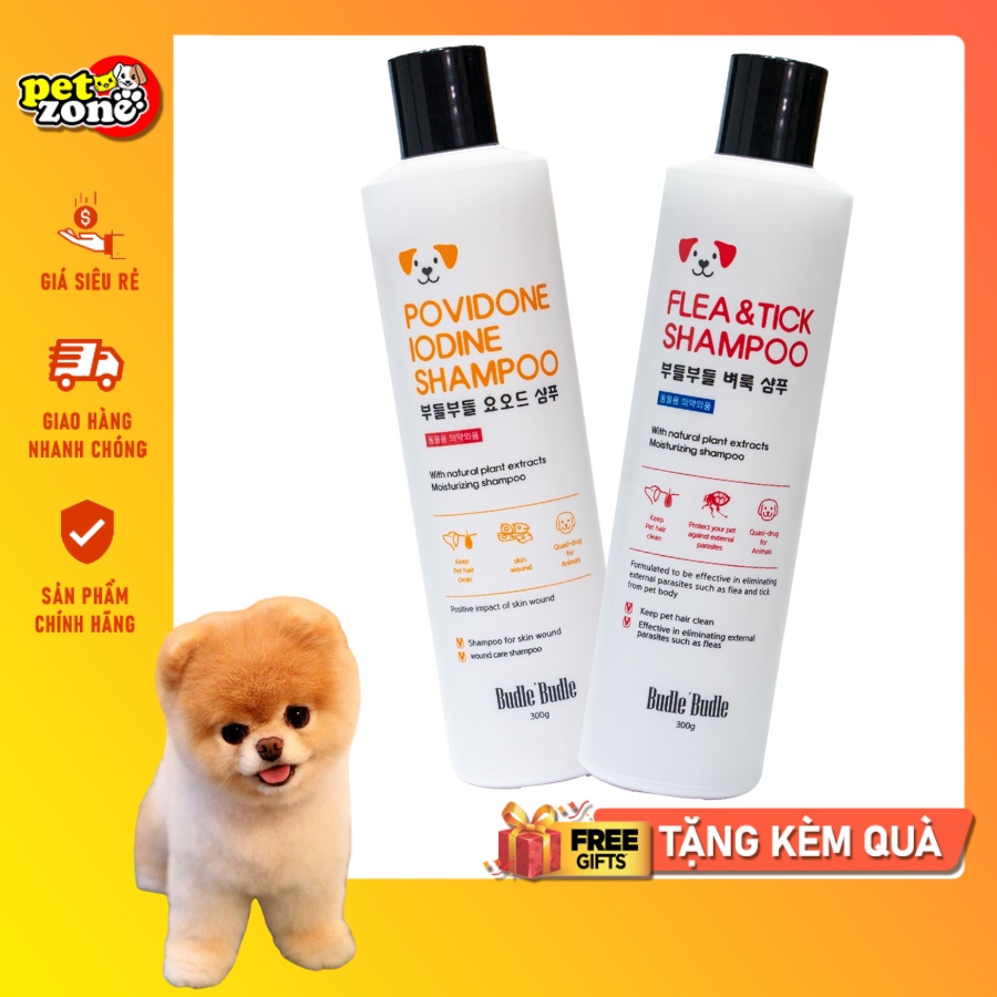 Sữa tắm trị ve rận, bọ chét và viêm da cho chó Budle Budle 300g
