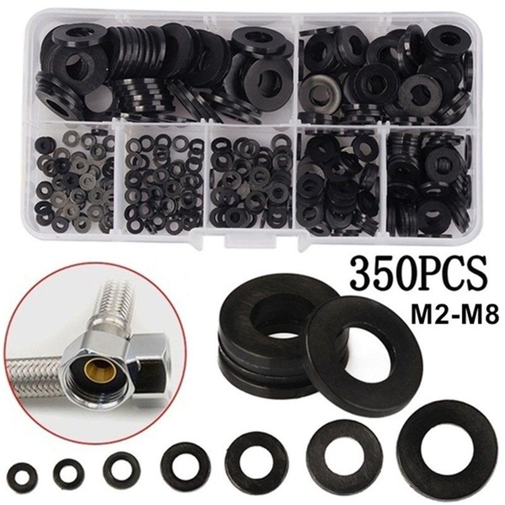 Set 350 Vòng Đệm Bằng Nylon Màu Đen M2 M2.5 M3 M4 M5 M6 M8