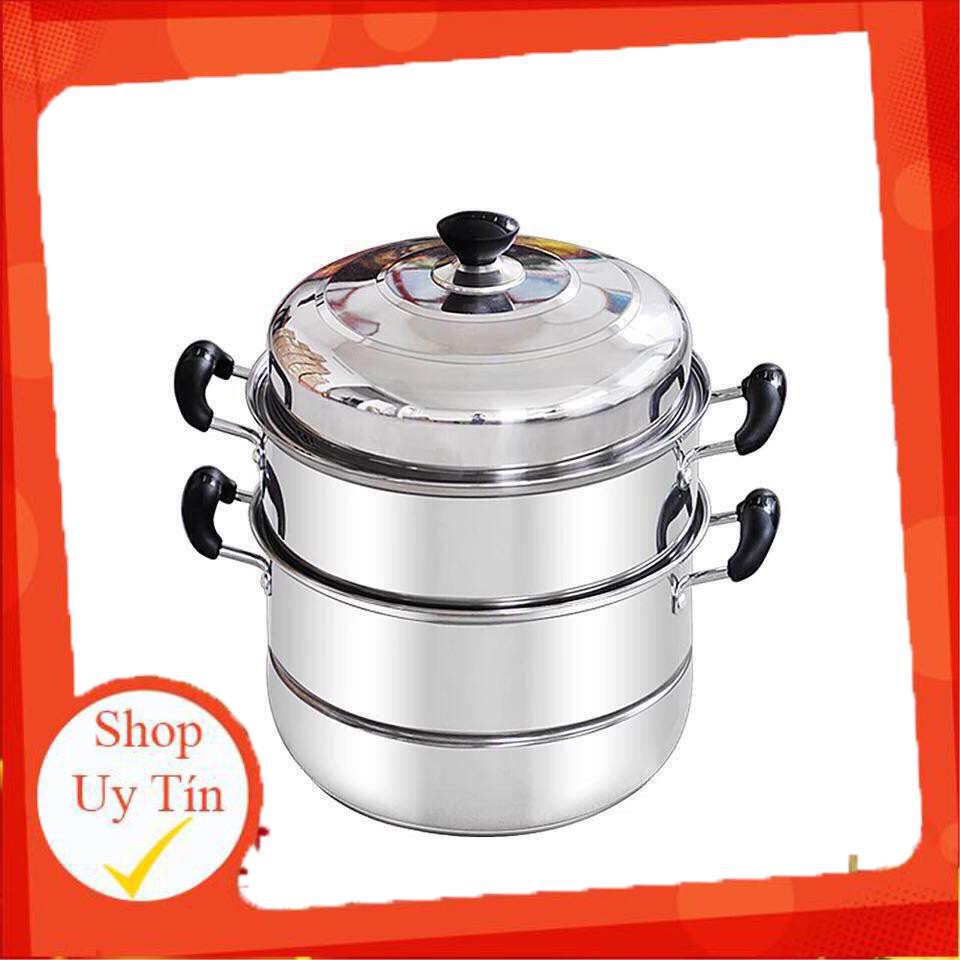 [Giá Sập Sàn] Bộ nồi hấp 3 tầng Inox 28cm