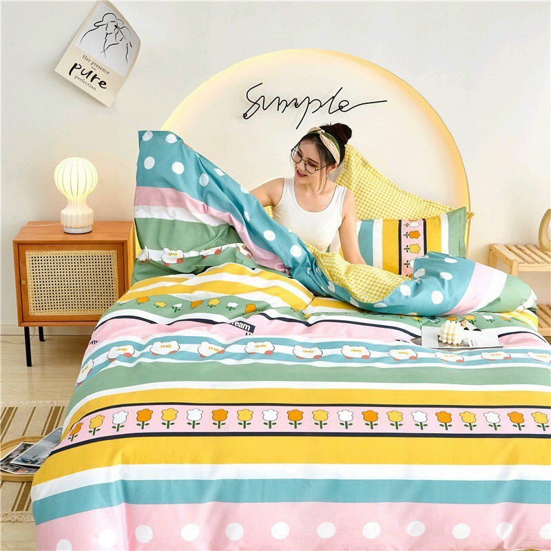 Bộ Chăn Ga Cotton POLY MẪ GẤU SẮC MÀUchăn, ga, cotton, ga nệm, chăn ga, cotton poly, chăn nệm, chăn ga gối, bedding️