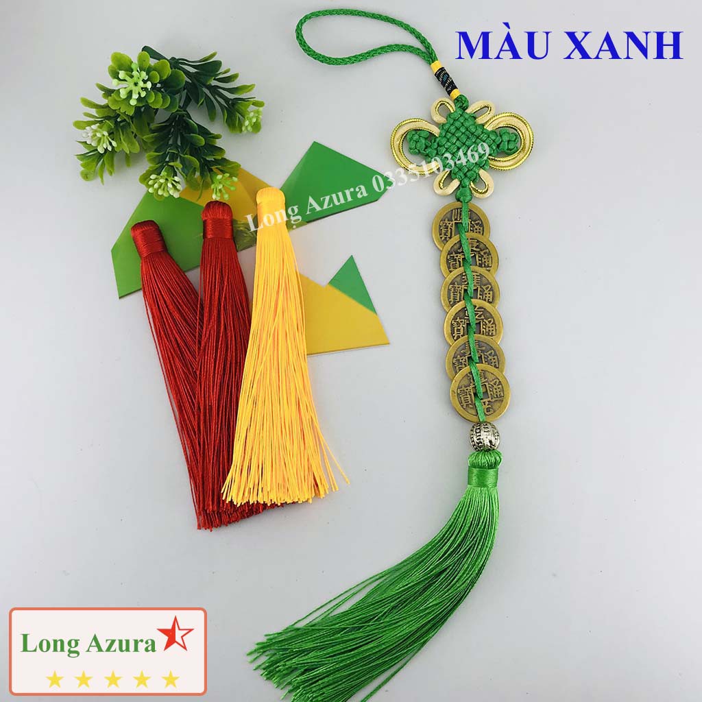 Xâu tiền lục đế, xâu 6 đồng xu, đồng thâu, 2.3cm, chiêu tài lộc, may mắn