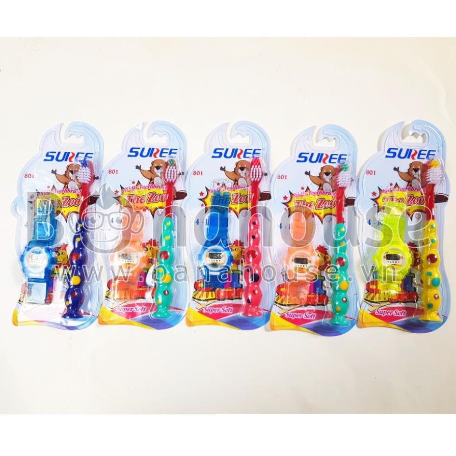 Bàn Chải Đánh Răng Trẻ Em Kid's World Hàn Quốc Tặng Kèm Đồ Chơi, Lông Chải Siêu Mảnh, Mềm Mại, Sạch Mảng Bám. .