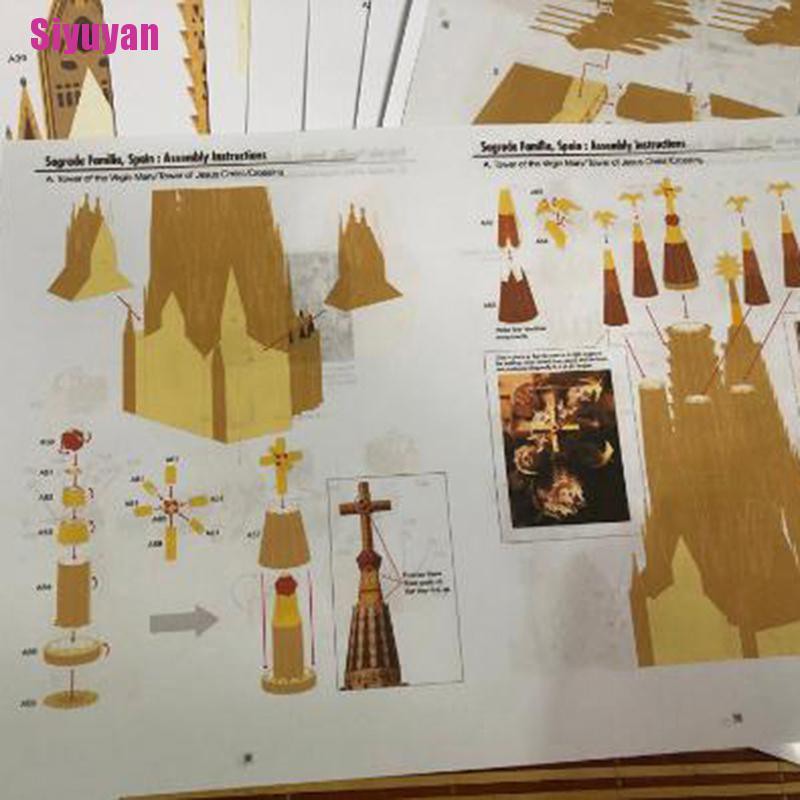 Đồ chơi mô hình Vương cung thánh đường Sagrada Familia 3D làm bằng giấy DIY