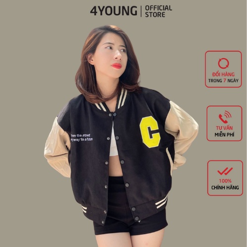 Áo khoác bomber nữ croptop dang lửng 4YOUNG BB216
