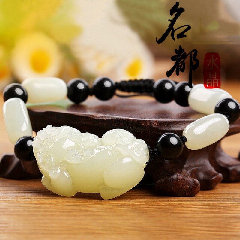 Vòng Tay Hạt Đá Ngọc Bích Trắng Sang Trọng Cho Cặp Đôi