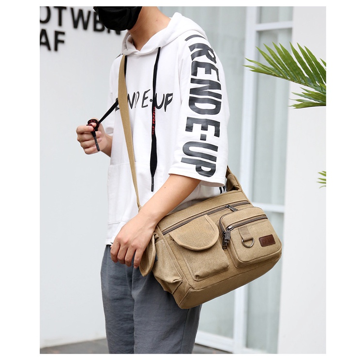 Túi đeo chéo nam mini vải canvas bền bỉ phong cách unisex Hàn Quốc T68 | WebRaoVat - webraovat.net.vn