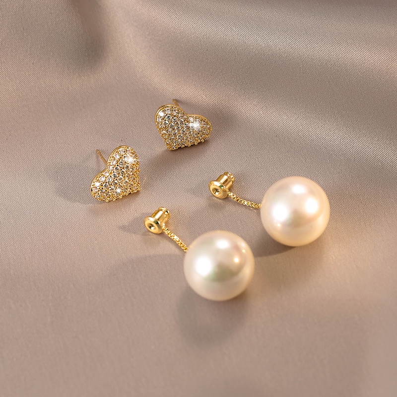 Khuyên Tai Bạc 925 Hình Trái Tim Phong Cách Hàn Quốc