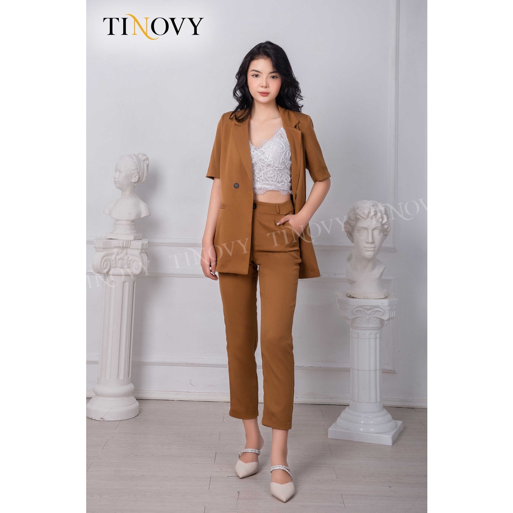 Bộ Vest cộc tay hai cúc ngang trẻ trung siêu nhẹ có thể mặc mùa hè TINOVY BO2281