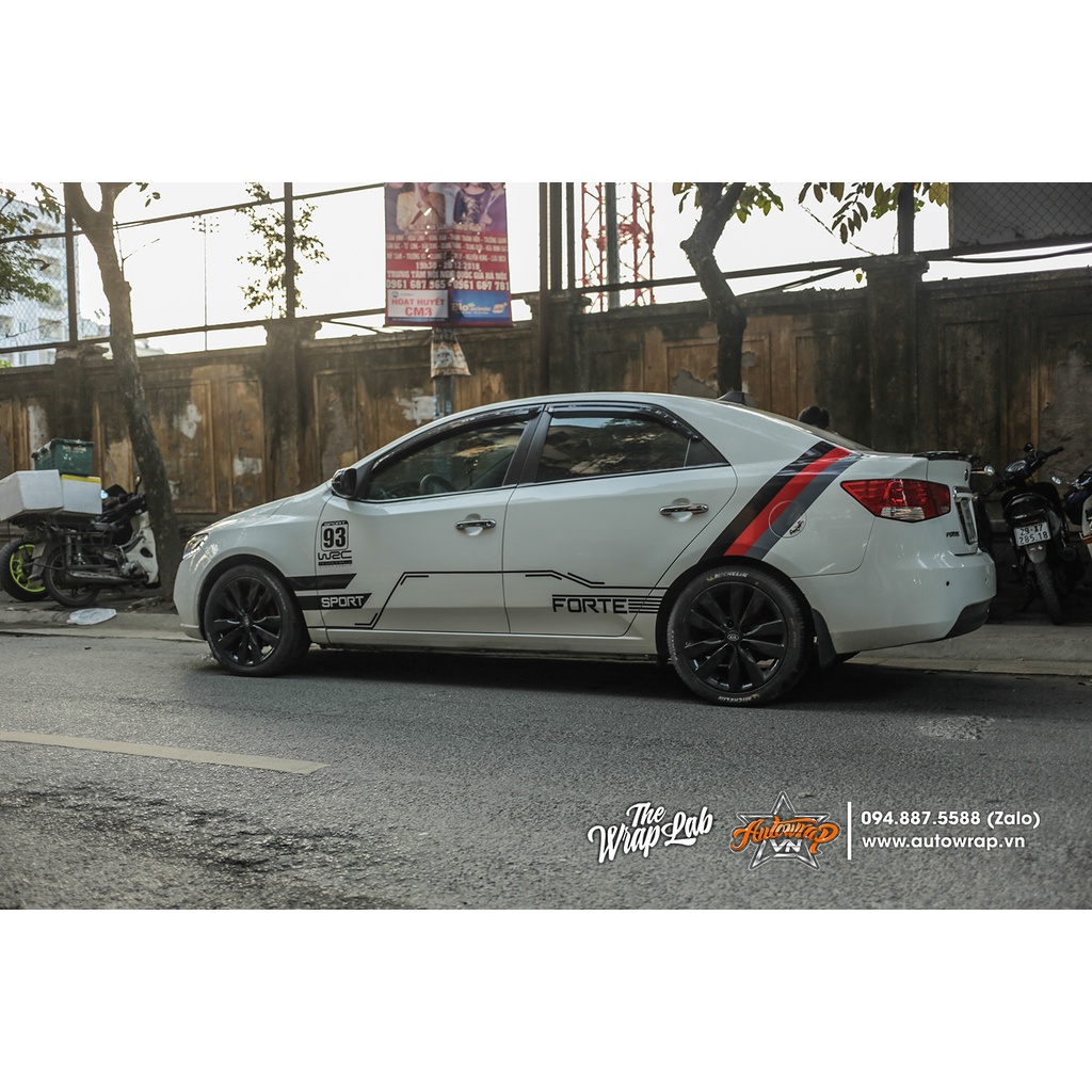Tem họa tiết xe Forte Racing Sport - Tem hoa tiết ô tô Kia, tem dán sườn xe thể thao