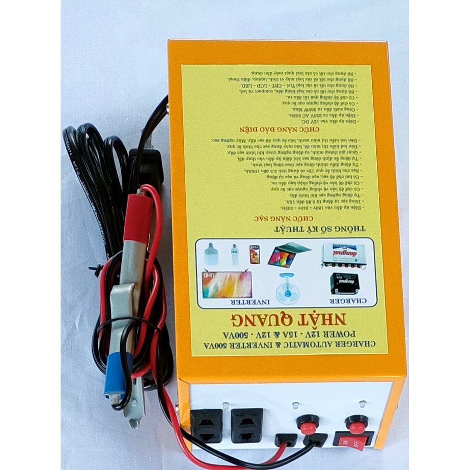 Máy sạc bình ắc quy 12v tự động  và đảo điện 12vDC ra 220v AC