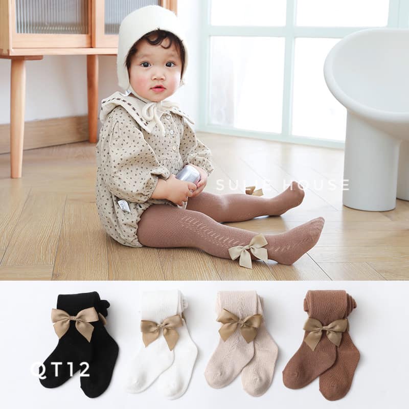 Quần tất ren đính nơ cao cấp cho bé - QT12