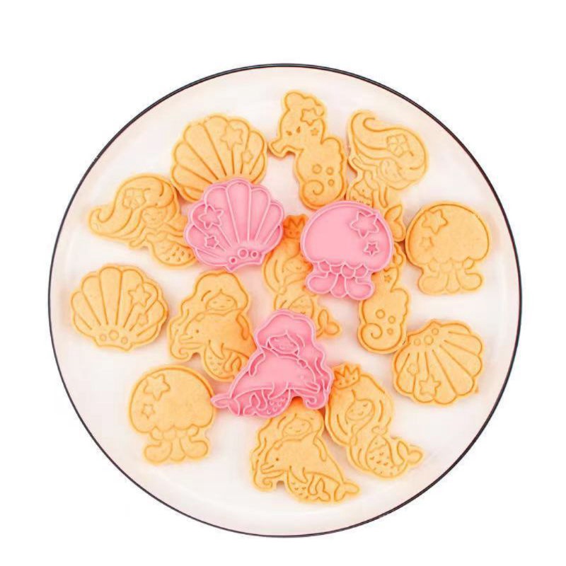 Bộ khuôn bánh quy, bánh qui, cookie, bánh cookies NÀNG TIÊN CÁ bằng nhựa 6 mẫu