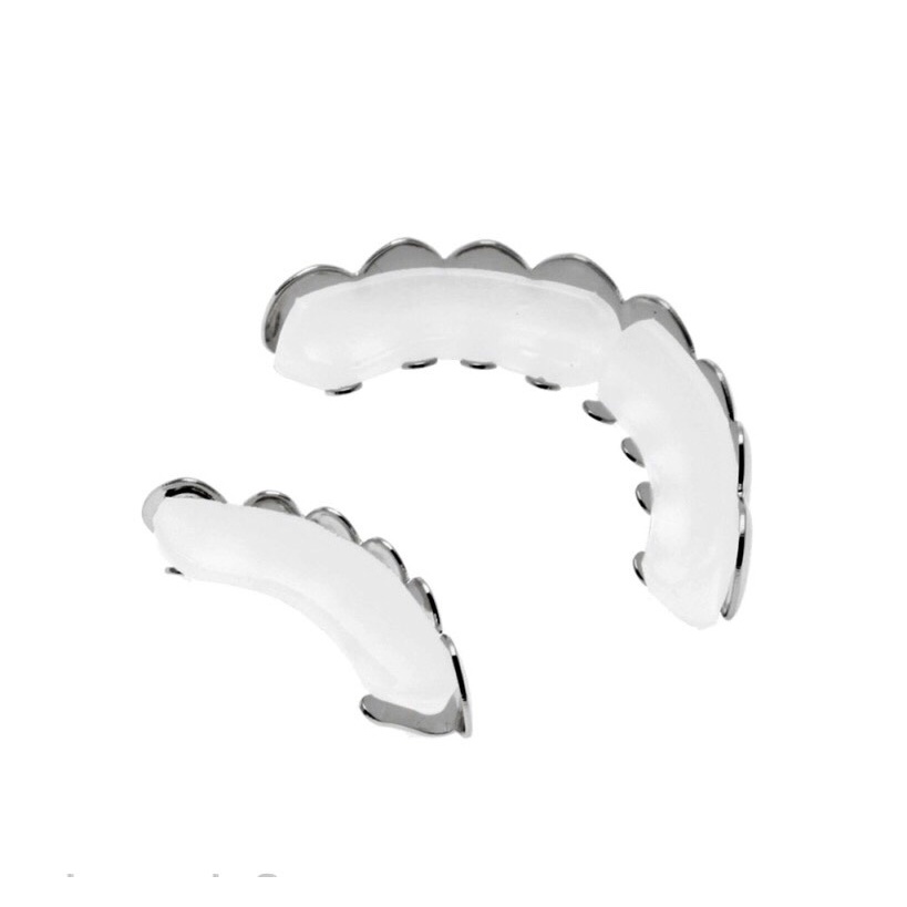 Hai hàm trang sức răng grillz trơn vàng bạc hiphop