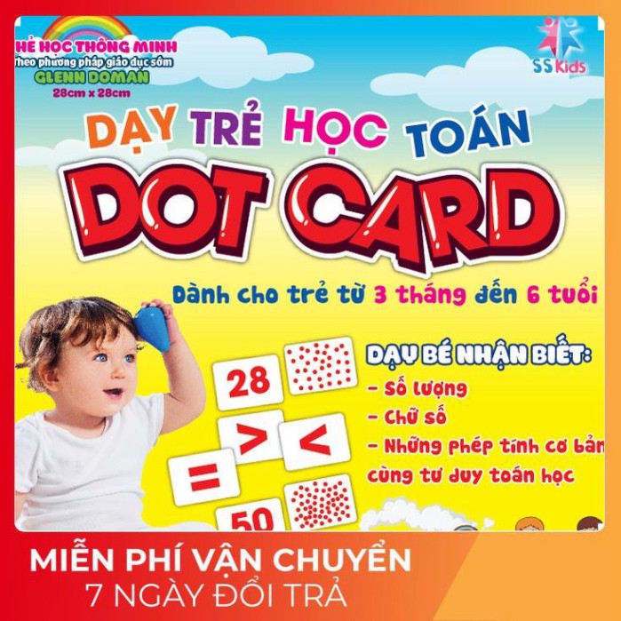 Bộ Thẻ học Toán chấm Dot card theo pp Glenn Doman dành cho bé từ 3 tháng đến 6 tuổi