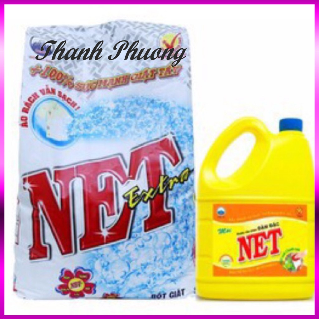 [ Sale99a ] Bộ 1 gói Bột Giặt Net Extra 6kg +1 Nước rửa chén 1.5Kg đậm đặc sln