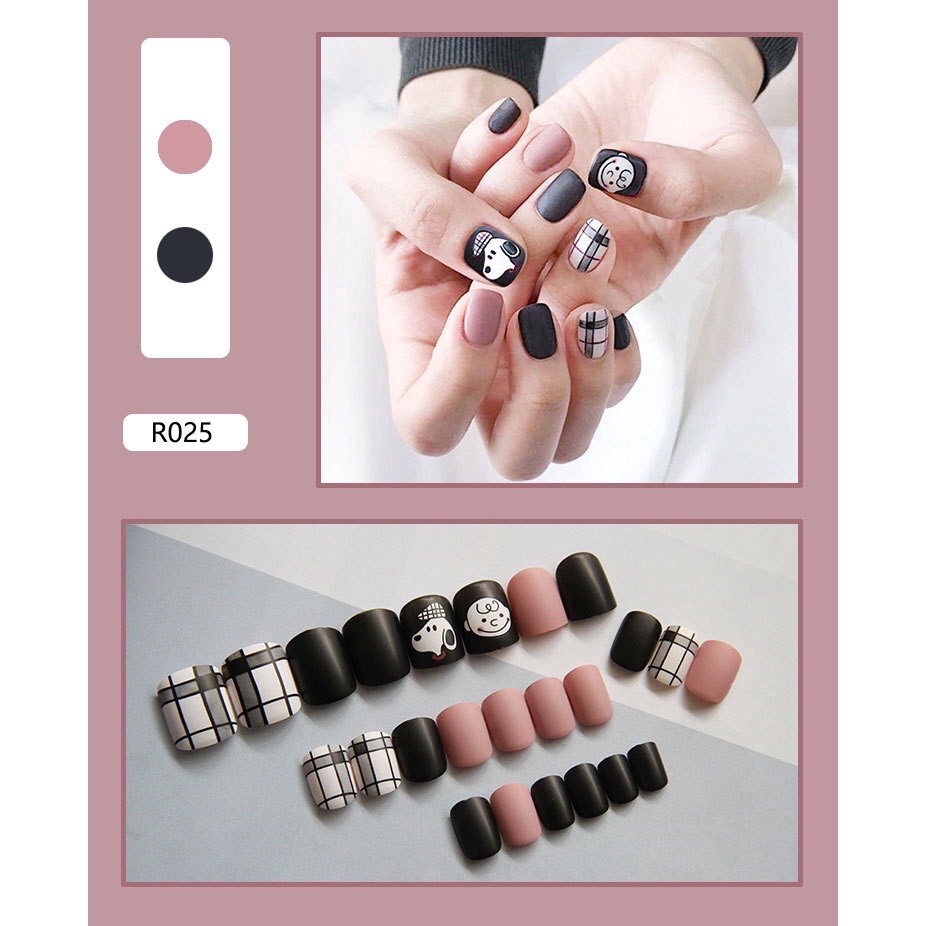 Set 24 móng tay giả họa tiết cún cute cao cấp kèm keo dán (iMi025)