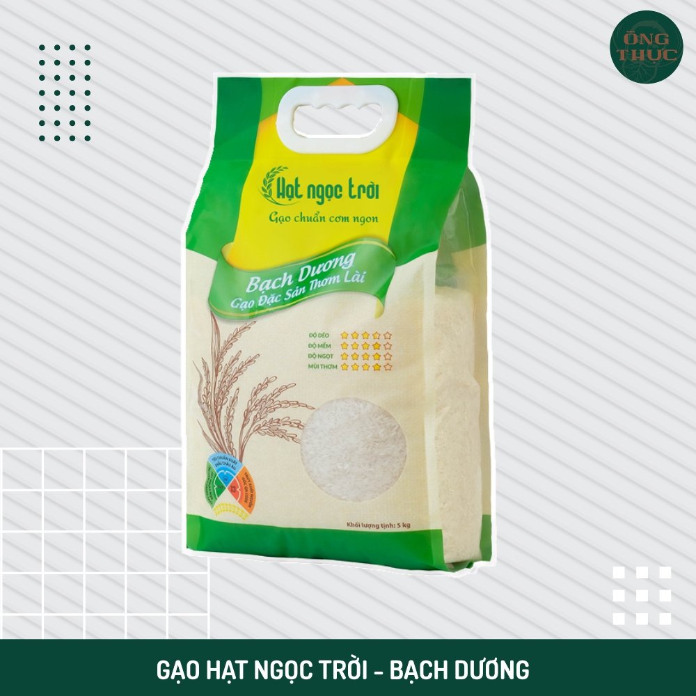 Gạo Hạt Ngọc Trời Bạch Dương 5kg - Cam Kết Date Mới