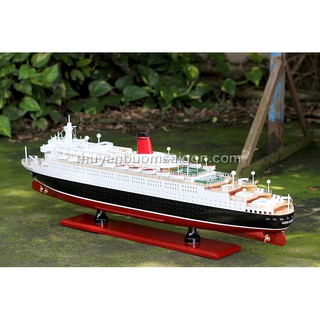 Mô hình du thuyền Queen Elizabeth 80cm gỗ tự nhiên, tàu du lịch chở khách trên biển, quà tặng cao cấp
