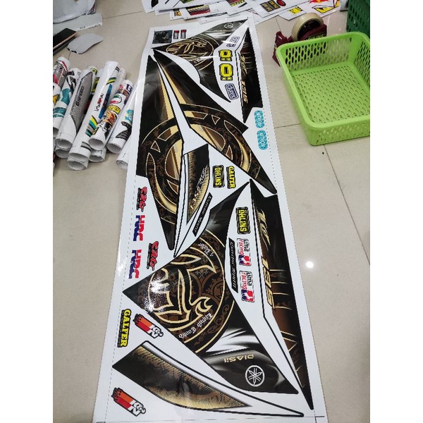 Tem Rời Chế Ex 135 Lc Maylay Vàng Đồng Dán Xe Đen